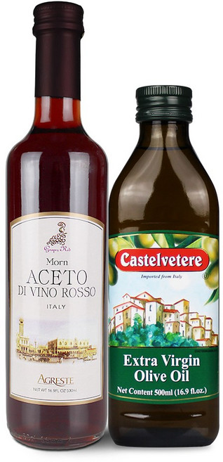 이탈리아 레드와인 식초 비니거 발효 비네거 500ml+올리브오일 엑스트라버진 올리브유 500ml, 500ml