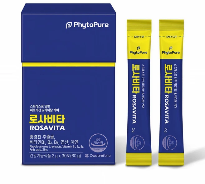 식약처 인정 스트레스 케어 피로개선 영양제 로사비타 홍경천 추출물 비타민B, 2박스, 30회분 - 쿠팡