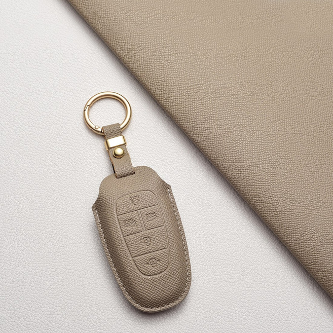 현대 천연 소가죽 스마트 키케이스 호환 (그랜저/싼타페/쏘나타/펠리세이드/넥쏘/투싼) 차량용품 + 선물포장, 현대 J5 타입(5버튼), 에토프그레이