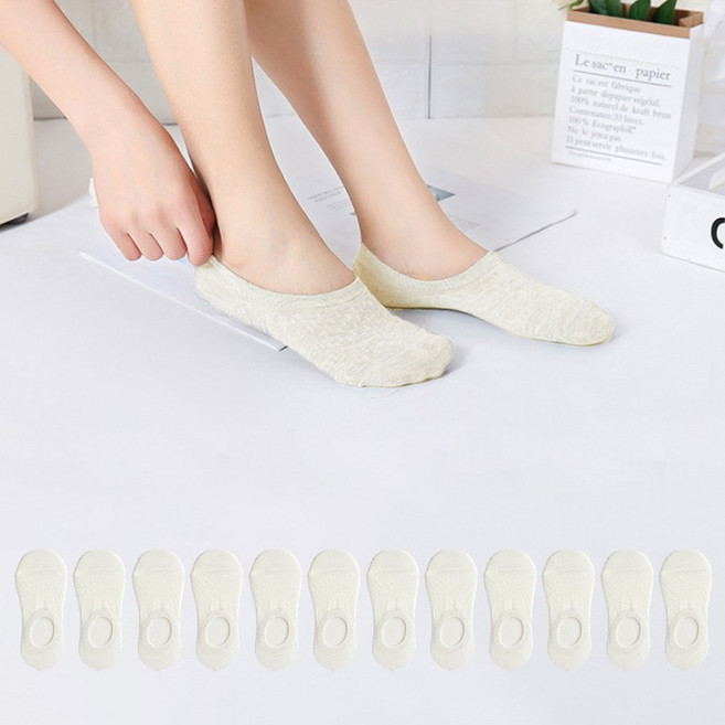 여성용 실리콘 페이크삭스 베이직 컬러 실속형 12켤레