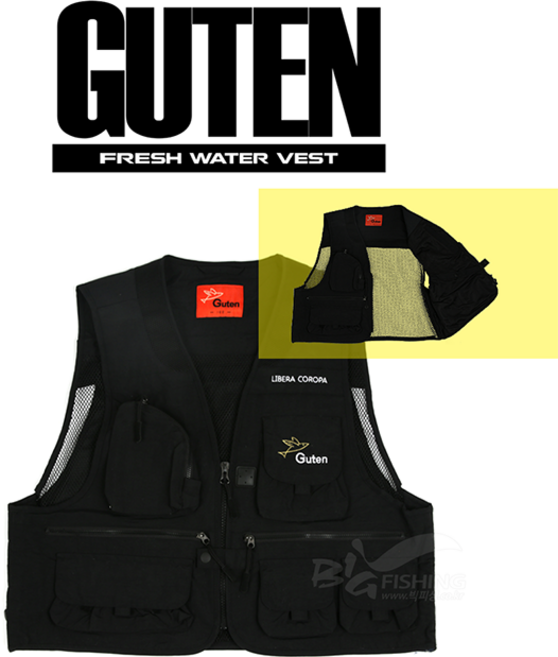 구텐 민물조끼 2WAY 4계절착용가능 시마노사 원단 낚시조끼