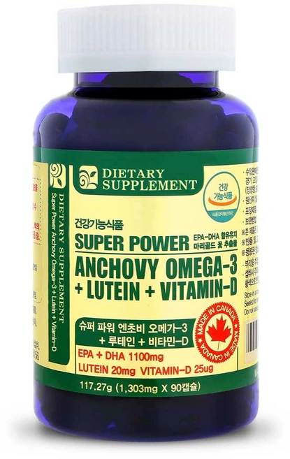 내츄럴365 캐나다 슈퍼파워 엔초비 오메가3 + 루테인 + 비타민D (3개월분) 소비기한 26.09.06, 90정, 1개 - 쿠팡