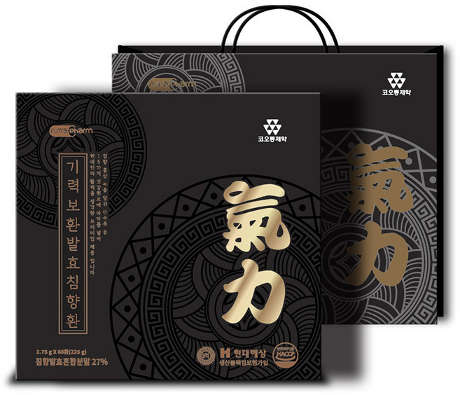 기력보환 발효침향환 60환 쇼핑백 포함, 60개, 3.75g