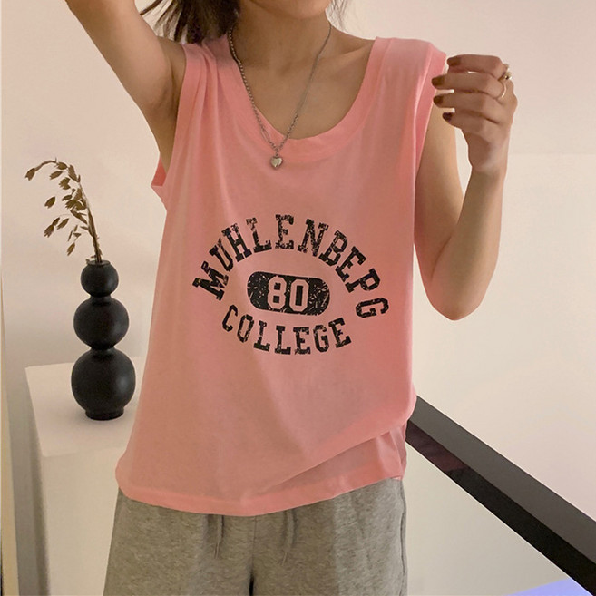 주디앤 여성 베이스 루즈 심플 면 나시티