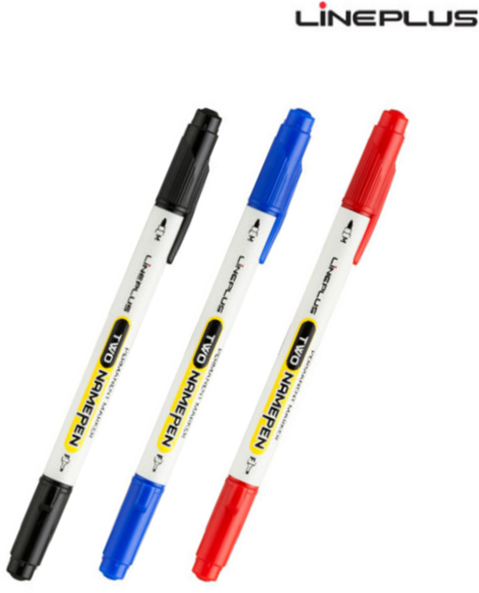 라인플러스 투네임펜 트윈 네임펜T, 1팩, 블랙+블루+레드