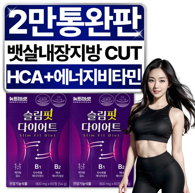과체중 다이어트 보조제 체지방 내장지방 살빼는 HCA 뉴트리셋 약 한달분, 2개, 60정 - 쿠팡