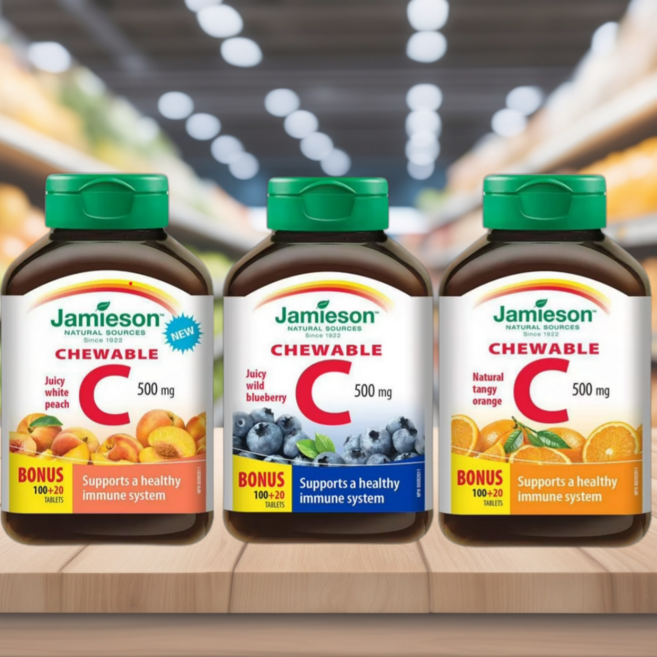 캐나다 자메이슨 비타민C 비타민씨 츄어블 블루베리 500mg 120정x 3통, 120정