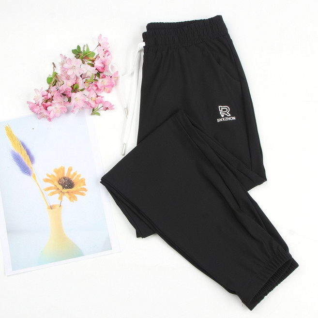 JDUDS 女款冰絲速乾防曬束腳褲 寬鬆彈力褲 休閒運動褲 夏季薄款