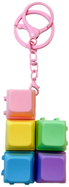 BRM 바로문 키보드 키캡 키링 딸깍이 테트리스 클릭커 파스텔, 1개, 혼합색상