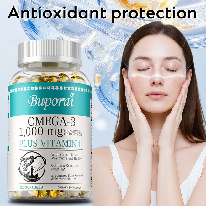 오메가 3 피쉬 오일 보충제 1000mg - EPA 600mg과 DHA 400mg 함유 관절 및 눈 건강 지원., 60정, 1개