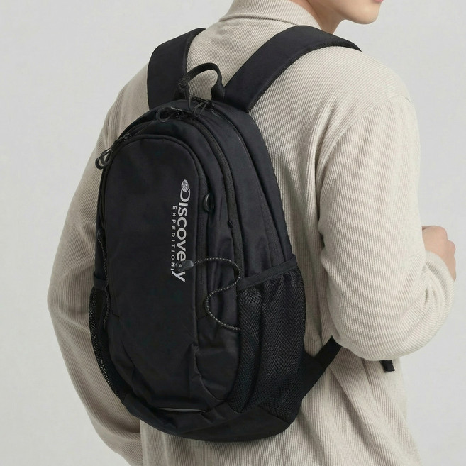 디스커버리 에어플로우 백팩 경량 트레킹 여행용 배낭, 블랙