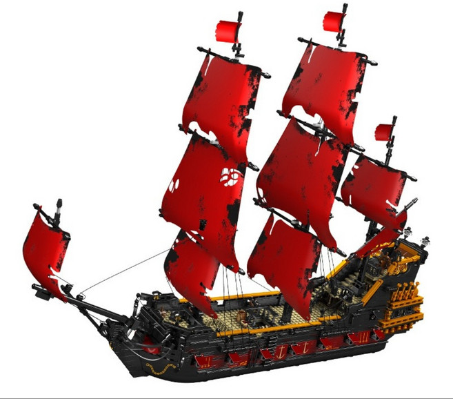 몰드킹 앤 여왕의 복수 영화 시리즈 캐리비안 해적선 조립 빌딩 블록 프라모델, 여왕의복수 해적선, 1개