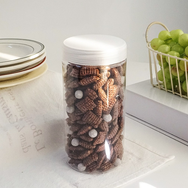 미르코리아 팜스 페트용기 700ml 원형 보관통 쿠키 견과류 커피 소분 공병, 화이트, 1개, 1개