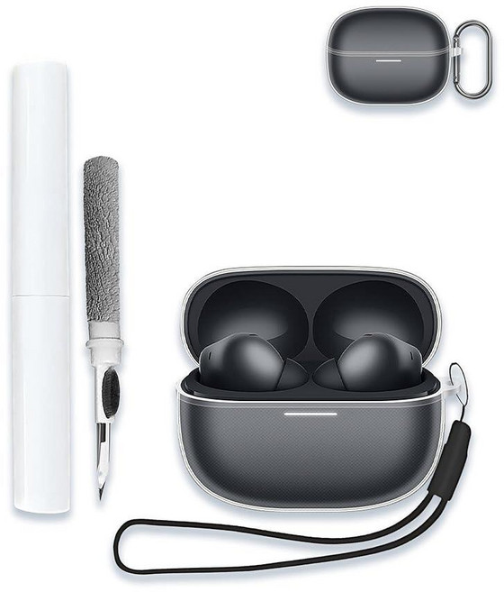 Xiaomi REDMI Buds 6 Pro 무선 노이즈 캔슬링 블루투스 이어폰용 케이스 커버 WUNIAK 투명하고 부드러운 TPU 키체인 클리너 키트 포함 여성용 남성용 충격