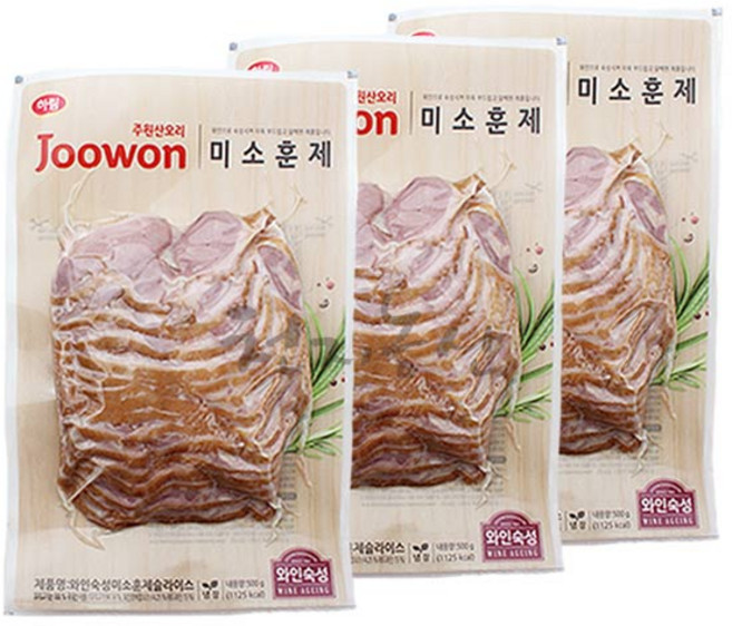 주원산오리 와인숙성 미소훈제 슬라이스, 500g, 3개