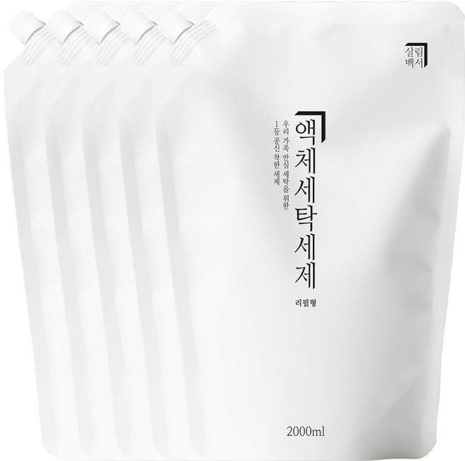 살림백서 드럼 일반겸용 액체세탁세제 리필, 2L, 5개