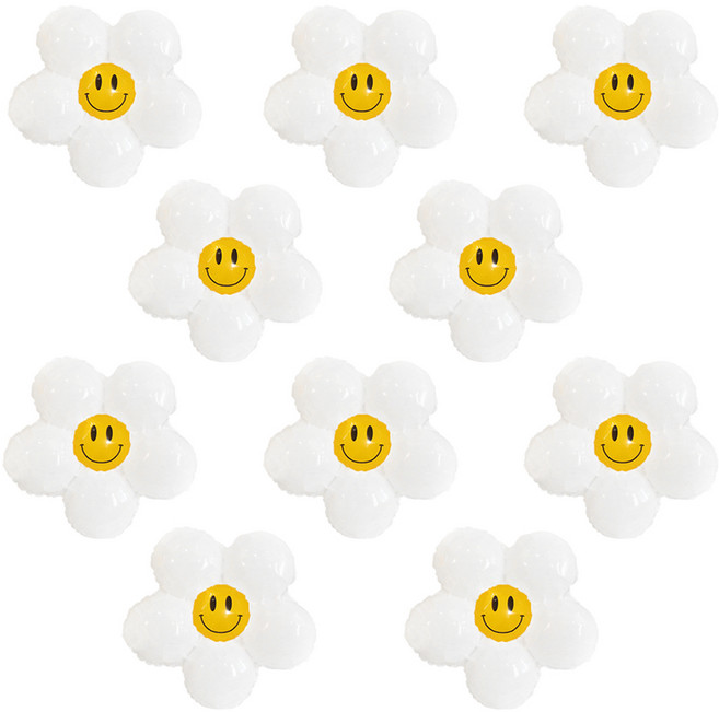 파티아일랜드 스마일 데이지 호일 풍선 소형 10P 꽃 풍선 어린이집 데이지꽃 이벤트