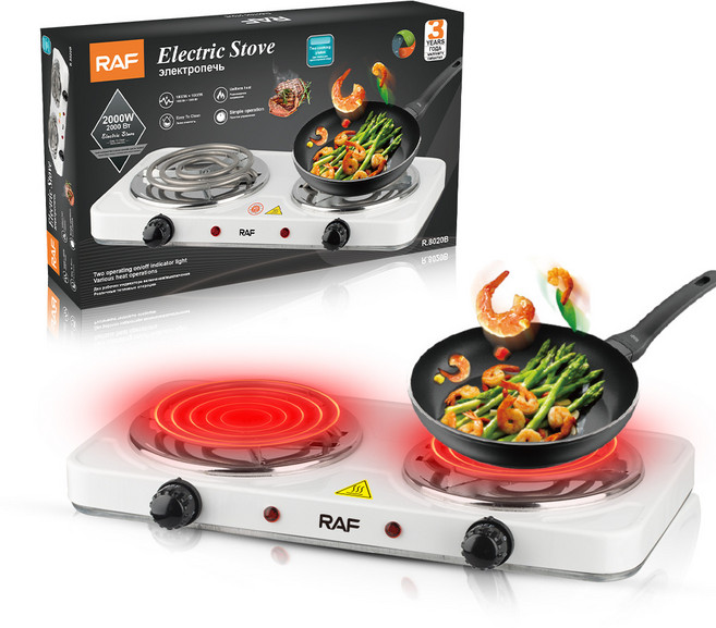 Apnoo 원룸용 인덕션 2구 전기레인지 2000W 휴대 캠핑 인덕션, R.8020B-220V(화이트)