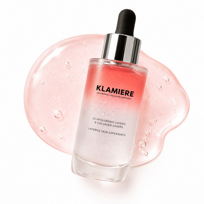 클라미에르 레이어로닉 콜라겐 핑크 앰플 50ml |11중 히알루론산 6중 콜라겐 함유 |저분자 및 다중 콜라겐 & 히알루론산 속건조 수분 보습 기능성 기미 탄력 및 주름 미백 세럼, 1개