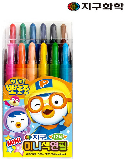 지구화학 지구 뽀로로 미니 샤프식 색연필, 12 Color, 1개