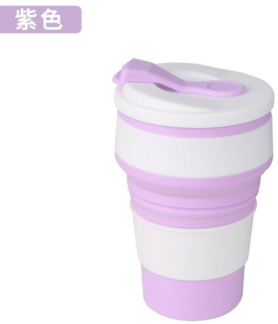 便攜折疊矽膠水杯, 350ML紫色 PP袋, 1套, 350L