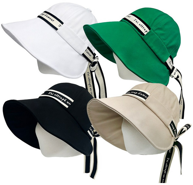 투솜 여성골프모자 여성골프벙거지 여자골프벙거지 여자골프모자 리본 버킷 벙거지모자 골프 스포츠 모자 여성 여자 방수 자외선 차단 벙거지 스트릿 버킷햇, 그린 FREE, 1개