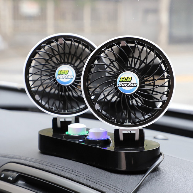 ECO 차량용 선풍기 12V 24V 에코카팬 흡착식 집게식 피스식 메탈 화물차 자동차 선풍기, 에코트윈3D카팬-듀얼팬(24V)