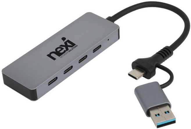 넥시 C타입 4포트 USB 3.0 멀티 허브 알루미늄 노트북 맥북 확장 젠더 아이패드 5Gbps 연결, 1개, NX-UH31C4