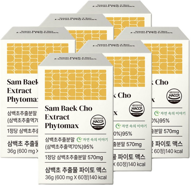 자연속의이야기 삼백초 추출물 파이토 맥스 식물성 100% 국내산 식약청 HACCP 인증 제조시설, 6개, 60정