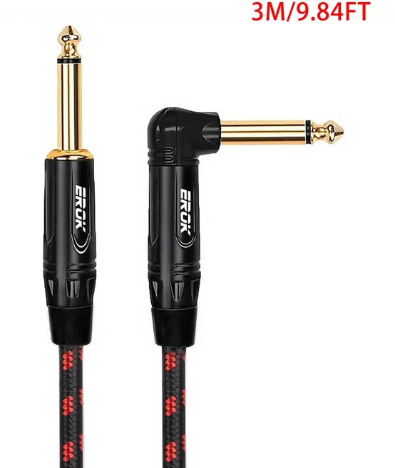 EROK 기타 케이블 - 1/4인치 직선형 직각 악기 전문 일렉트릭 코드 및 앰프 ﻿, 05 3M Red