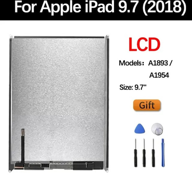 태블릿 PC 탭 패드 수리 부품 LCD 디스플레이 화면 애플 호환 아이패드 호환용 터치 스크린 9.7 어셈블리 디지타이저 전면 유리 패널 교체 6 세대 A1954 A1893, [01] only LCD