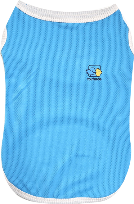 유스도그 시그니처 여름 쿨매쉬 망사 민소매 쿨링나시 티셔츠 강아지옷, 파랑, 1개