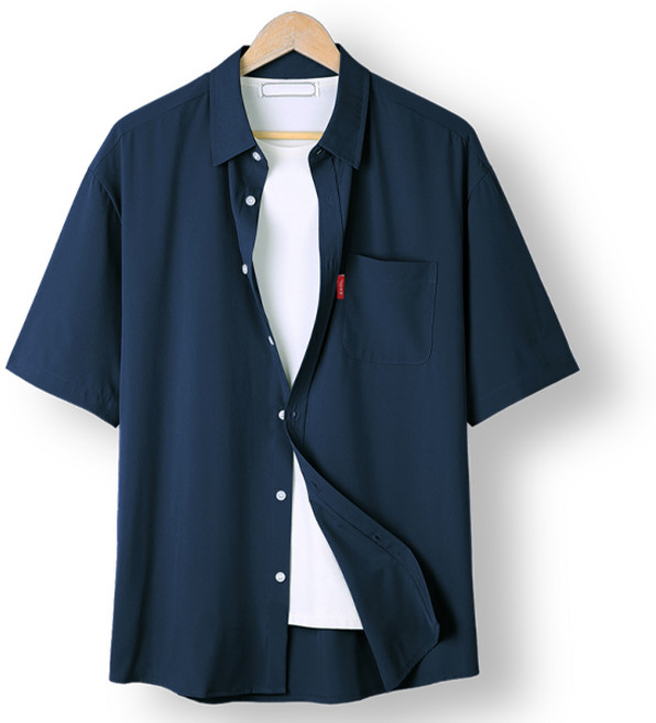 오버나인 남자 반팔 구김제로 베이직 셔츠