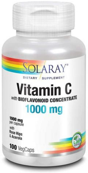 Solaray Vitamin C 솔라레이 비타민 바이오플라보노이드 농축액 로즈힙 아세로라 함유 1000mg 100베지캡슐, 100정, 1개