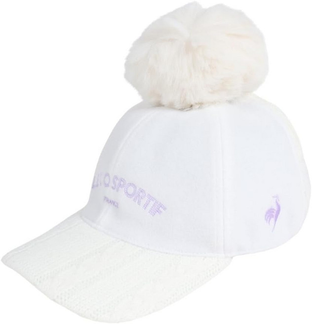 르꼬끄 여성 골프 모자 겨울 방한 캡 HEAT NAVI 방울, 프리사이즈, WH00 (흰색)