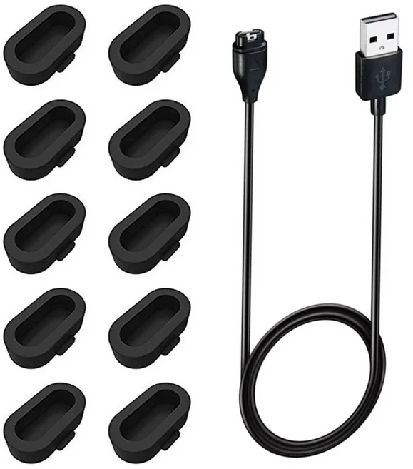 가민 페닉스 7 6 5 베뉴 2 충전 케이블 USB 타입 C IOS 어댑터 시계 먼지 플러그 포함, 03 Cable-Black Plugs