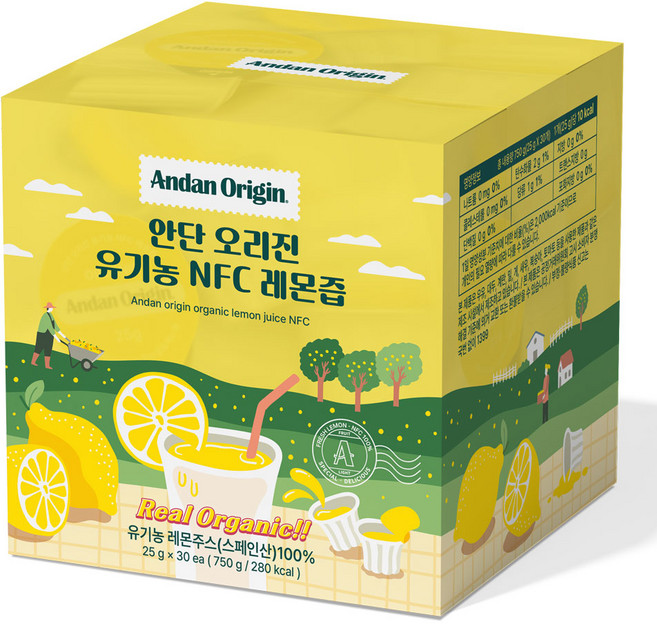 안단잼 유기농 NFC 레몬즙 25g x 30캡슐 100% 스페인 레몬수 원액, 30개