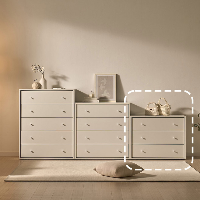 솔로리빙 담담 E0 드레스룸 다용도 옷 수납 3단 서랍장 800, 3단800서랍장, 버터옐로우