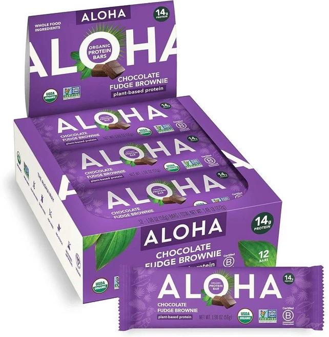 ALOHA 식물성 단백질 바 초콜릿 퍼지 브라우니 Plant Protein Bars Chocolate Fudge Brownie 56g 12개입, 12개 - 쿠팡