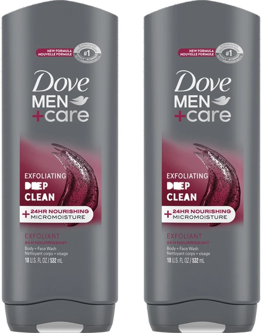 도브 멘+케어 각질제거 딥 클린 바디 앤 페이스 워시, 2개, 532ml - 쿠팡