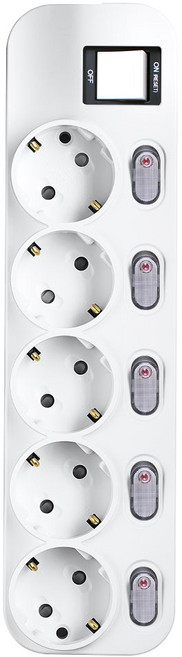 대성 플러스탭 개별스위치 고용량멀티탭 16A 250V, 개별 5구, 2.5M, 1개, 화이트 개별 5구, 2.5m