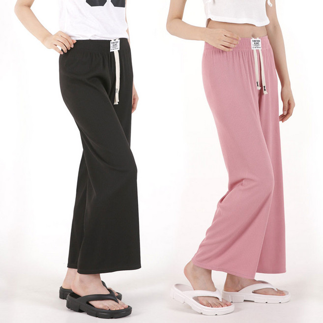 오버나인 여자 여성 키작녀 통바지 와이드 밴딩 츄리닝 트레이닝 팬츠