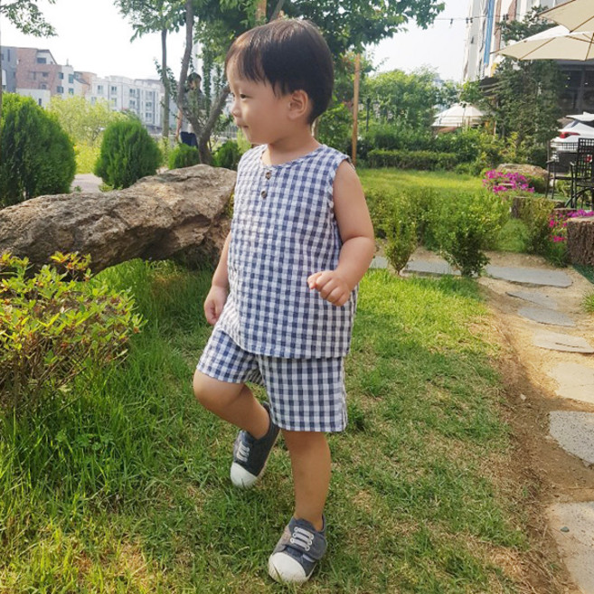 [또오자] 체크 상하세트