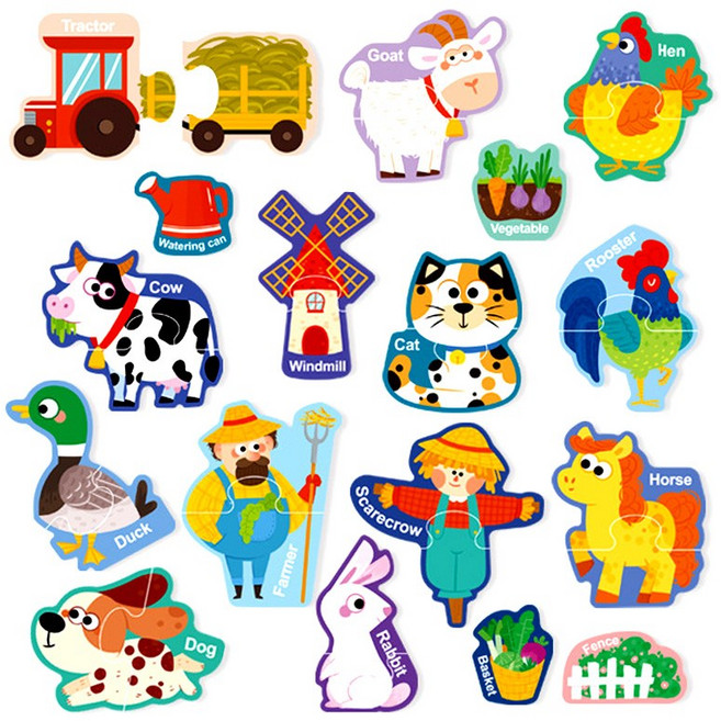 푸르베베 자석 유아 첫 퍼즐, 1개, 동물 농장, 30피스