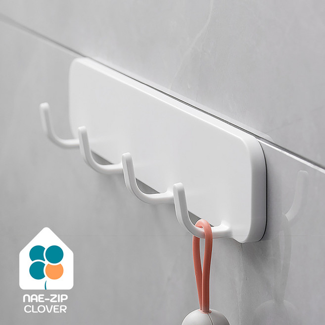 욕실 주방 다용도 걸이 4구, 1개, 화이트