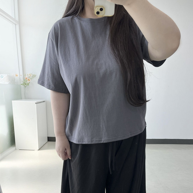 (2size/66-110) 레몬 예쁜핏 빅사이즈 반팔 티셔츠 기본티 이너 비침없음 4XL 루즈핏