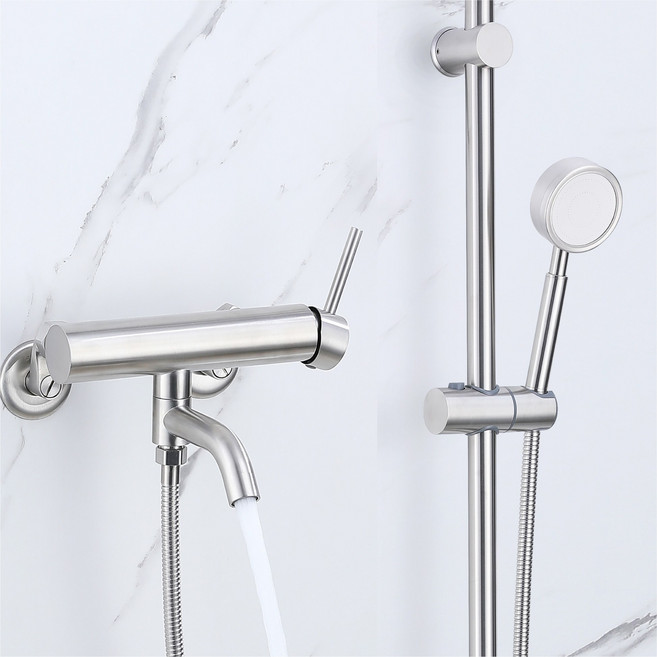 준앤코 스테인리스 샤워수전 샤워기 세트 욕실수전 슬라이드바 SQS03, 1세트