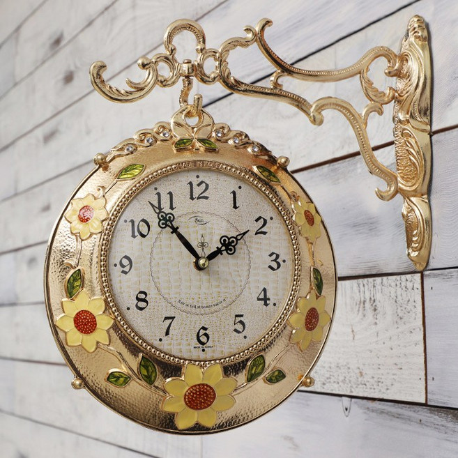 데일리데코 블랜체 인테리어 로얄 양면 벽시계, 금색