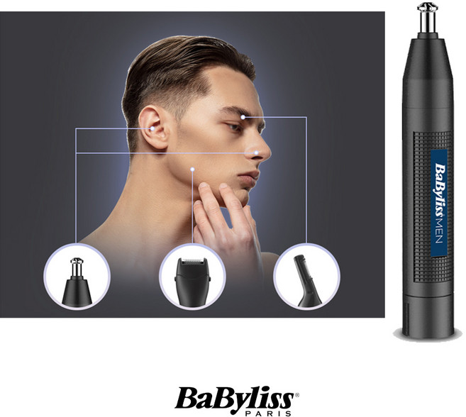 Babyliss 컴팩트 코털 깎이 눈썹 면도기 콧털정리 잘갈리는 트리머 14cm, 1