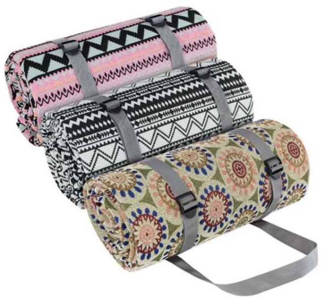 에스닉 자카드 방수 두꺼운 대형 피크닉 매트 캠핑 79000EA 1EA, 블랙화이트 물결